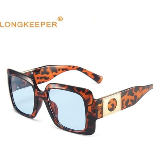 Retro Oversize Sunglasses Women Men Leopard Square Sun Glasses Female Luxury Brand Design Gradient Eyewear UV Protection Gafas