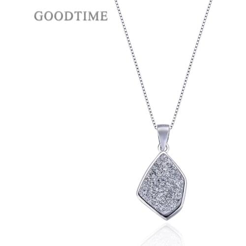 Noble Crystal Pendant Real 925 Sterling Silver Necklaces For Women Pendant Necklaces Chain Necklace Women Girl Jewelry Dress Up