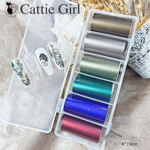 1Box Matt Metal Nail Foils Nail Transfer Paper Adhesive Nails Wraps DIY Nail Art Decorations 4*70CM