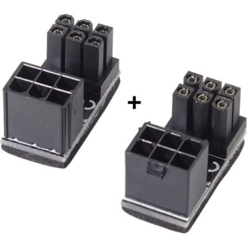 180 Degree Angled ATX Female 6Pin to Male 6pin Power Adapter for Desktops Graphics Card