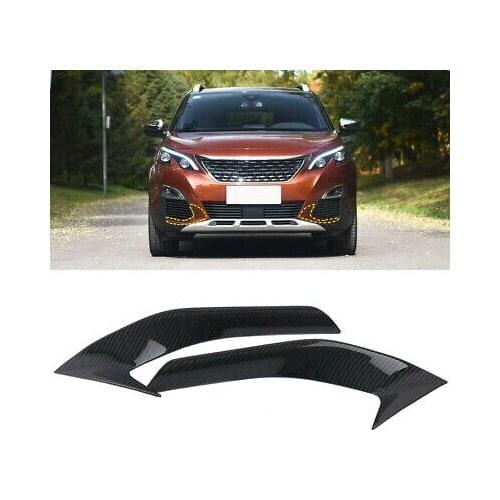 2* Carbon Fiber Look Front Fog Light Cover Trim For Peugeot 5008 / GT 2017-2018