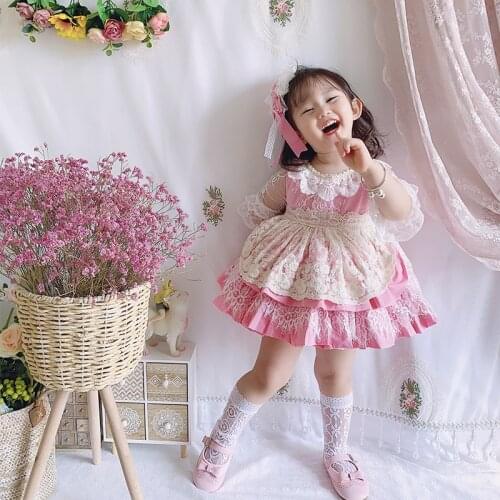 2020Summer Custom Spanish Style Lace Palace Party Birthday Princess Dress Kids Dresses for Girls Toddler Girl Dress Vocation