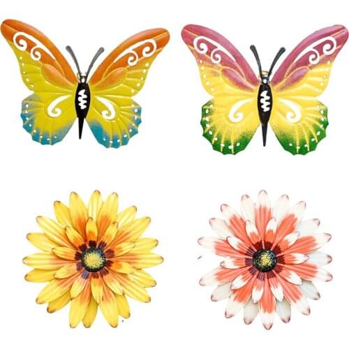 4x Wall Sculptures Art Decor Hanging Decorations for Garden, Patio Bedroom