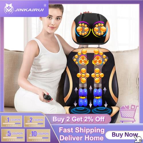 JinKaiRui Vibrating Electric Cervical Neck Back Body Cushion Massage Chair Massage Muscle Stimulator with Heating Device