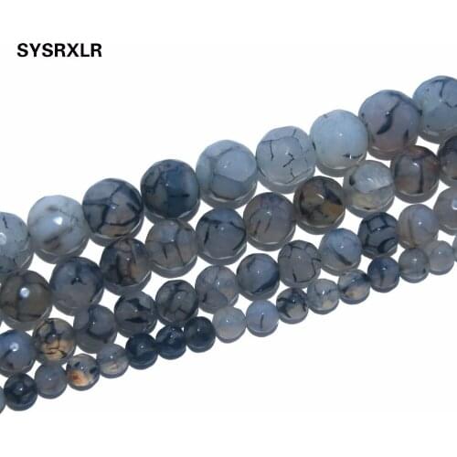 Free Shipping Faceted Black Dragon Vein Agates Natural Stone Loose Beads For Jewelry Making DIY Bracelet Necklace 6 8 10 12 MM
