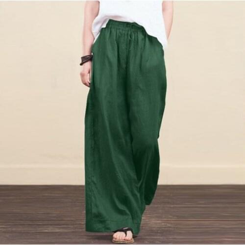 Womens Pants Pantalones de mujer Loose Oversize Pant Solid Color Wide Pants Casual Cotton Trousers Fashion Office Trouser Femme