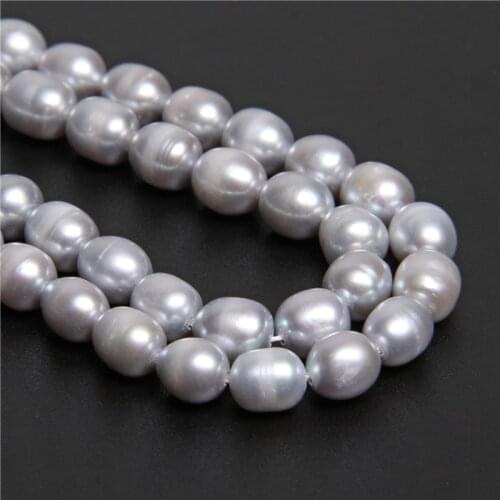 Natural real potato Cultured Freshwater Pearl Beads Round oval Gray Pearl Loose Beads For DIY Necklace Bracelat Jewelry Making