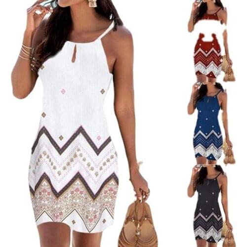 One Step Dress Womens Clothing Summer 2021 Fashion Slip Empire With Floral Pattern Knee-Length Backless Sleeveless U-Neck