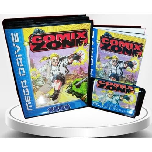 Comix Zone EU Cover with Box and Manual for MD MegaDrive Genesis Video Game Console 16 bit MD card