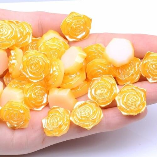 Rose flower 200pcs 18mm Imitation Pearls Flat Back Non Hotfix Glue On Crafts Beaded Flower Style Great For Diy