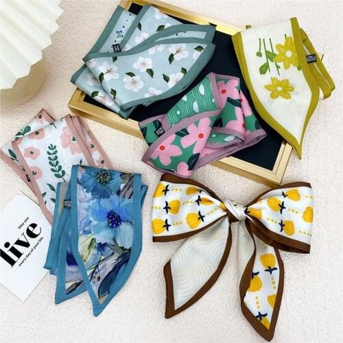 Hot Sale Vintage DIY Long Skinny Hair Neck Scarves Printed Hair Tie Band Fashion Print Small Silk Scarf Double-sided Sharp