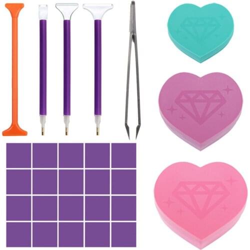 5D Diamond Painting Tool Heart-Shaped Drill Large Capacity Diamond Tray Box With Drill Pen Accessories And Clay Wax