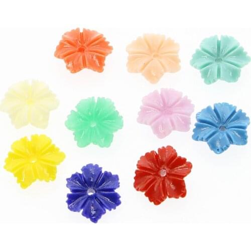 Mixed Colors Synthetic Coral Loose Bead Hand-carved Powder Pressing Sunflower Form 1 Pack of 12 Mm DIY Accessories / 50
