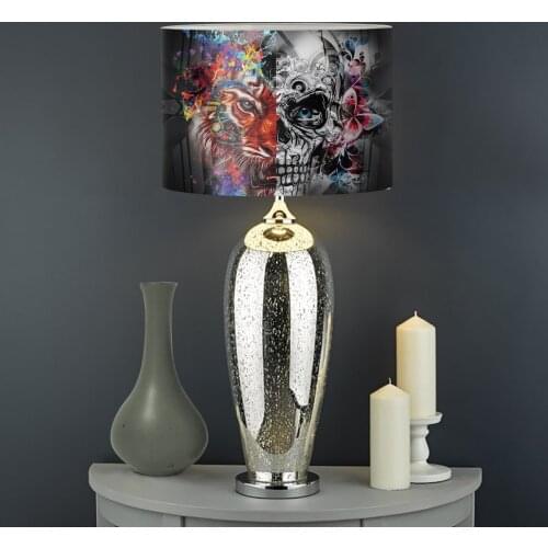 Cool Skull Floral Pattern Halloween Gift Table Lampshade Bedroom Lamp Shade Decoration Dust Proof Lamp Cover Premium Lamp Screen