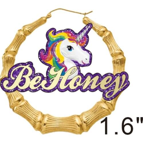 Lateefah Custom Children Earring Baby Name Cartoon Character Name Customize Horse Unicorn Necklace Earrings Set Fashion Jewelry