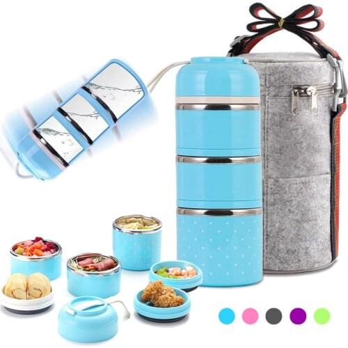 Cute Japanese Lunch Box Leak-proof Stainless Steel Multi-layer Bento Box Portable Food Container For Kid School Kitchen Lunchbox