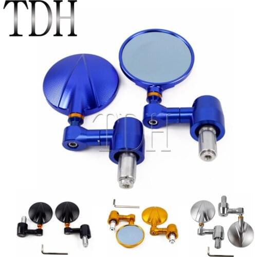 Motorcycle 7/8" 22mm Handle Handlebar Bar End Rear View Side Mirror Blue for Suzuki Honda Street Sports Bikes Choppers Cruisers