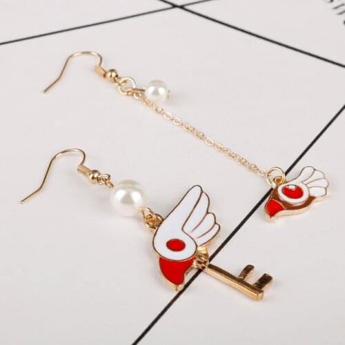 MQCHUN Fashion Sailor Moon Sakura Jewelry Cartoon Enamel Angel Birds Card Captor Drop Earrings Women Girl Party Gift -15