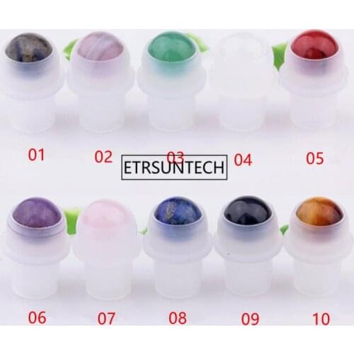 Natural Gemstone Roller Ball For 5ml 10ml THICK Essential Oil Perfumes Oil Liquids Bottle Roll On Bottles 10 Colors F2005