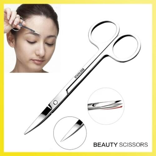 EyeBrow Hair Scissors Cutter Stainless Steel Curved Edge Trimming Mini Facial Hair Brow Shaping Tweezer Makup Beauty Tool