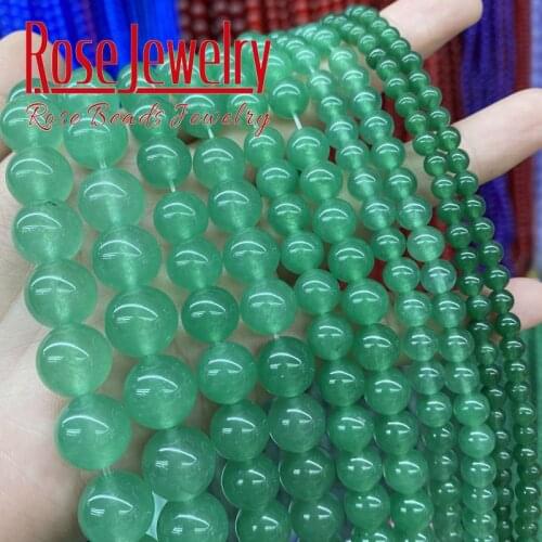 Wholesale Green Jades Chalcedony Beads Natural Stone Round Loose Beads 4mm - 14mm For Jewelry Making DIY Bracelet Necklace 15"