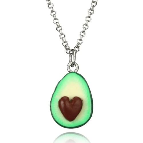 Docona Cute Avocado Shape Pendant Necklace for Women Girl Fruit Shape Chains Charms Necklace Party Gifts 6046