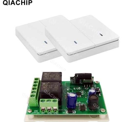 QIACHIP 433MHz RF Remote Control Switch Wall Panel Smart Home Switch Wireless 2CH Relay Receiver Module 6V 12V 24V DIY Motor