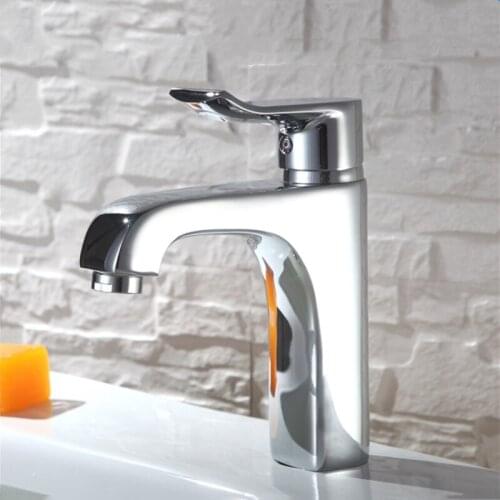 Modern Style 304 Stainless Steel Chrome Basin Faucet Single Handle Cold and Hot Water Mixer Torneira Da Bacia