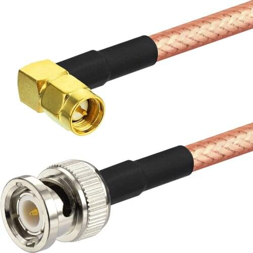 Superbat BNC-SMA Cable BNC Straight Plug to SMA Right Angle Plug RG142 20cm for Telecom Base Station GPS Ham Radio Antennas