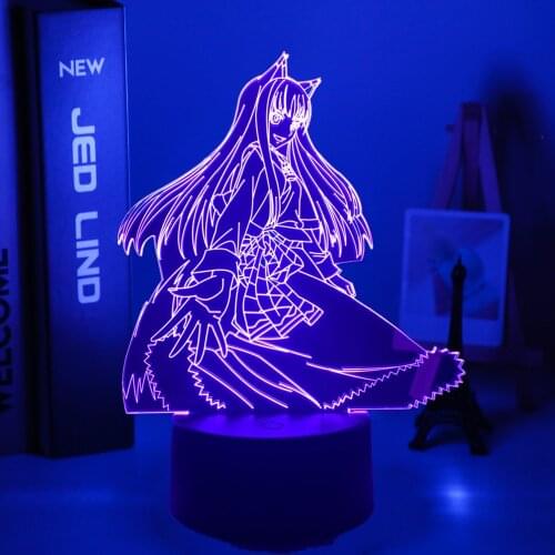 Anime Led Light Spice and Wolf Holo Figure for Bedroom Decor Nightlight Manga Birthday Gift Room 3d Night Lamp Acrylic
