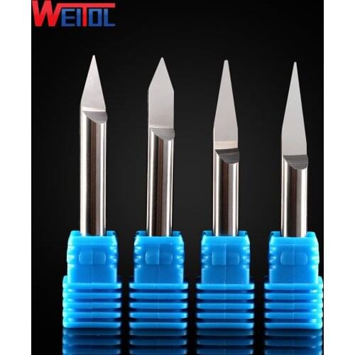 Weitol Metal engraving tool N 5 pcs/Lot 6mm V Shape round Bottom Carbide PCB Engraving Bits CNC Router Tool 10 degree 0.1mm