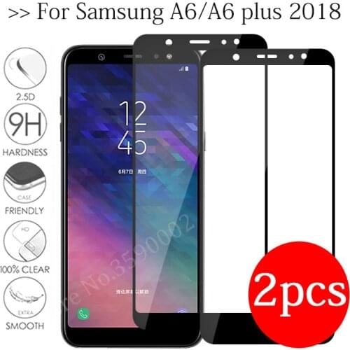 2pc Tempered Glass For samsung galaxy a6 plus 2018 screen protector on the galax a 6 a6+ a6plus 6a protective glas safety Film