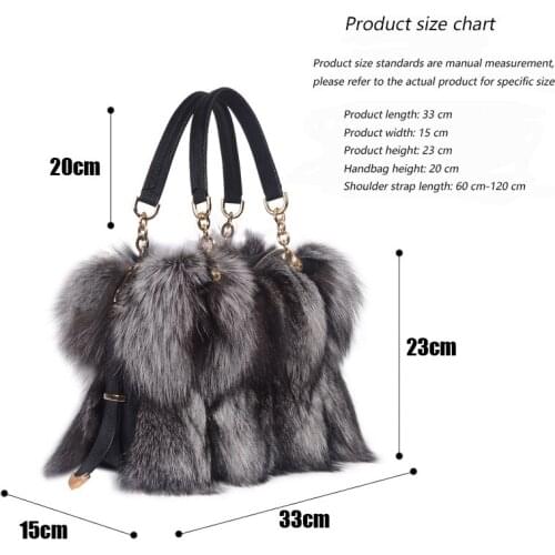 Womens Fox Fur Handbag New Fashion High-End Atmosphere Autumn And Winter Plush Fur Handbag Womens Shoulder Bag Messenger Bag