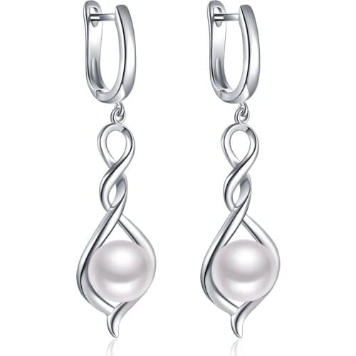 Sinya 925 sterling silver long earring with High luster AAA natural Freshwater pearls jewelry Christmas valentine gift for women