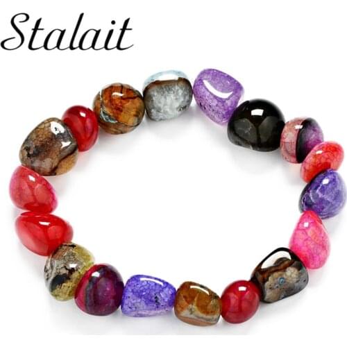 Mix Color Handmade Bracelet Wholesale Random Shape Onyx Natural Stone Bracelet Stone Beads Bracelet Women