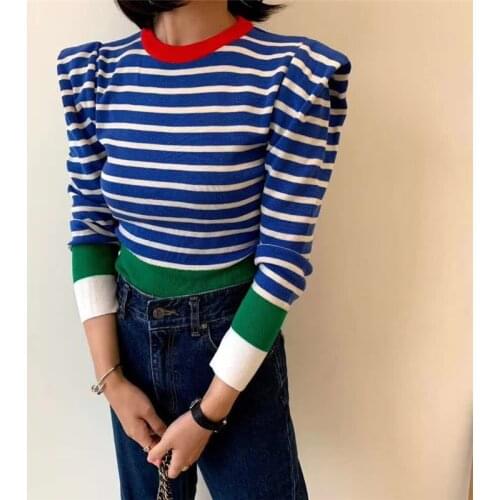 Hzirip Women Knitted Sweater 2020 Autumn Winter Female Striped Pullover Tops Sweet Elegant High Quality All-Match Casual Coat