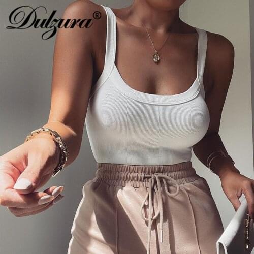 Dulzura Ribbed Knitted Women Strap Bodysuit Bodycon Sexy Streetwear Party Skinny Sexy 2021 Summer Solid Rompers Body Rompers