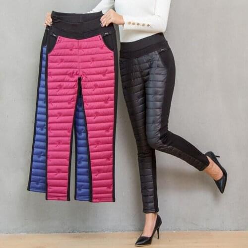 Winter Embroidery trousers women Fashion down Cotton Warm velvet Pants Mom Snow wear Thick straight pants Large Size sweatpants