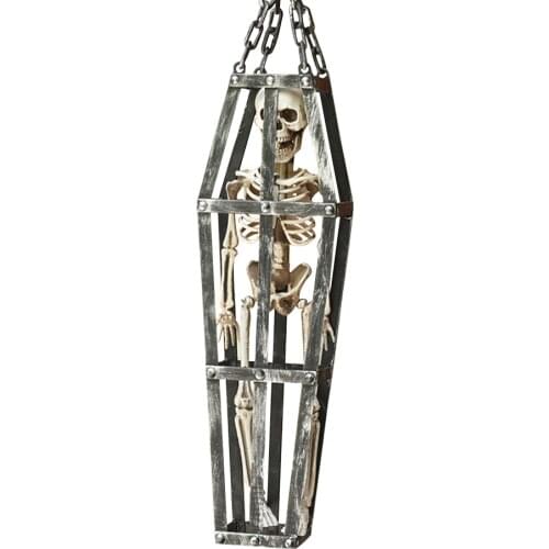 1Pc Halloween Horrible Props Plastic Hanging Skull Frighten Cage Skeleton Haunted House Party Decoration Escape Room Scary Decor