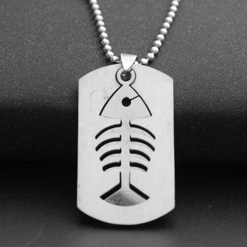 10 stainless steel double layer fish bone pendant necklace detachable Nautical beach sea bottom animal necklace gift jewelry