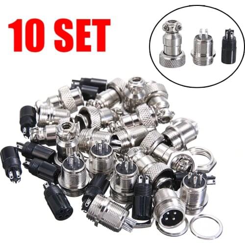 10 Set GX12 2/3/4/5/6 Pin 12mm Aviation Plug Male + Female Socket Connector Screw Thread Electrical Supplies 300V 5A