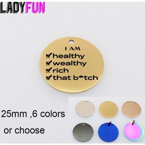 I Am Healthy Wealthy Rich Charm Stainless Steel I Am Me Charms High Polish Mirror Pendant 10pcs