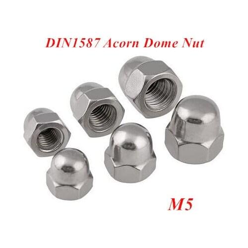 100pcs M5 Acorn Dome Nuts DIN1587 Hex Head Decoration Cap Nut Stainless steel / carbon steel