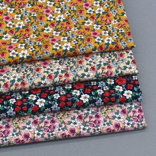 147x50cm Pastoral Floral Summer Poplin Cotton Fabric DIY Childrens Wear Cloth Make Dress Shirt Quilt Decoration Home 160-180g/m