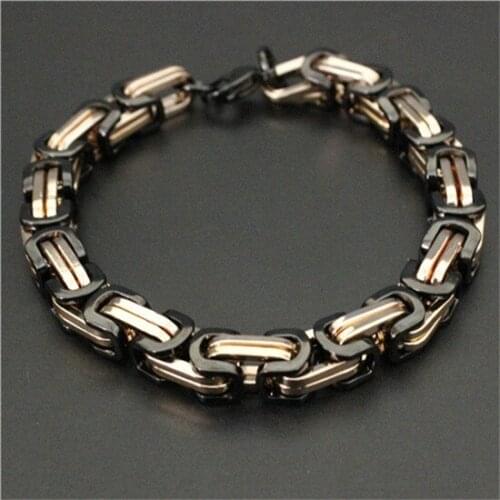 22cm 4/6/8mm Newest Design Durable Rose Gold Black Motor Biker Bracelet 316L Stainless Steel Fashion Jewelry Men Boy Bracelet