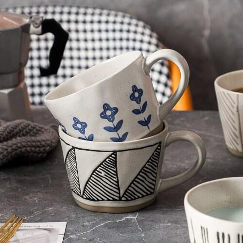 550ml Hand Painted Europe Retro Ceramic Mug Coffee Milk Juice Creative Office Office Tea Drink Drinkware Couples Gift