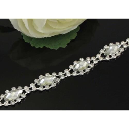5Yards 888 Glass Rhinestone Trim Chain Silver Trimming Wedding Decor DIY Crafts