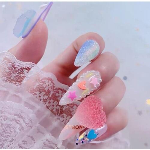 50Pcs 8/10/15mm 3D Nail Charms Love Heart Five-pointed Star Doughnut Soft Sweets Resin Nail Decorations DIY Manicure Accessories