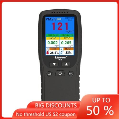 9 In 1 Air Quality Monitor Indoor Outdoor PM2.5, PM1.0, PM10, HCHO, TVOC Detector Meter Tester Temperature and Humidity Sensor