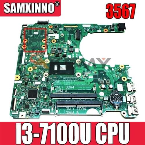 Akemy For DELL Inspiron 3567 Laptop Motherboard CN-0RY2Y1 0RY2Y1 RY2Y1 15341-1 With SR2ZW I3-7100U DDR4